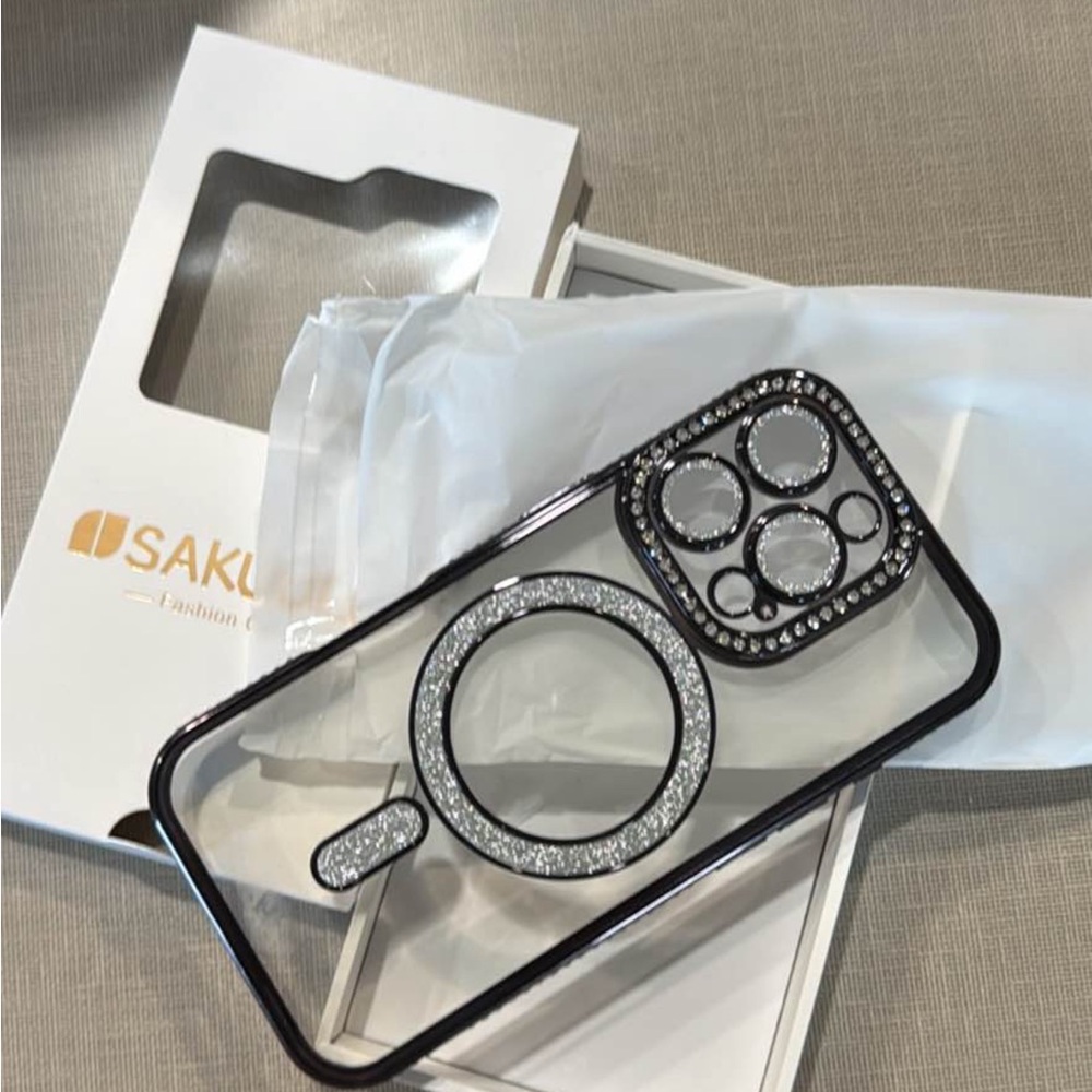 Saku Silver Rhinestone Phone Case